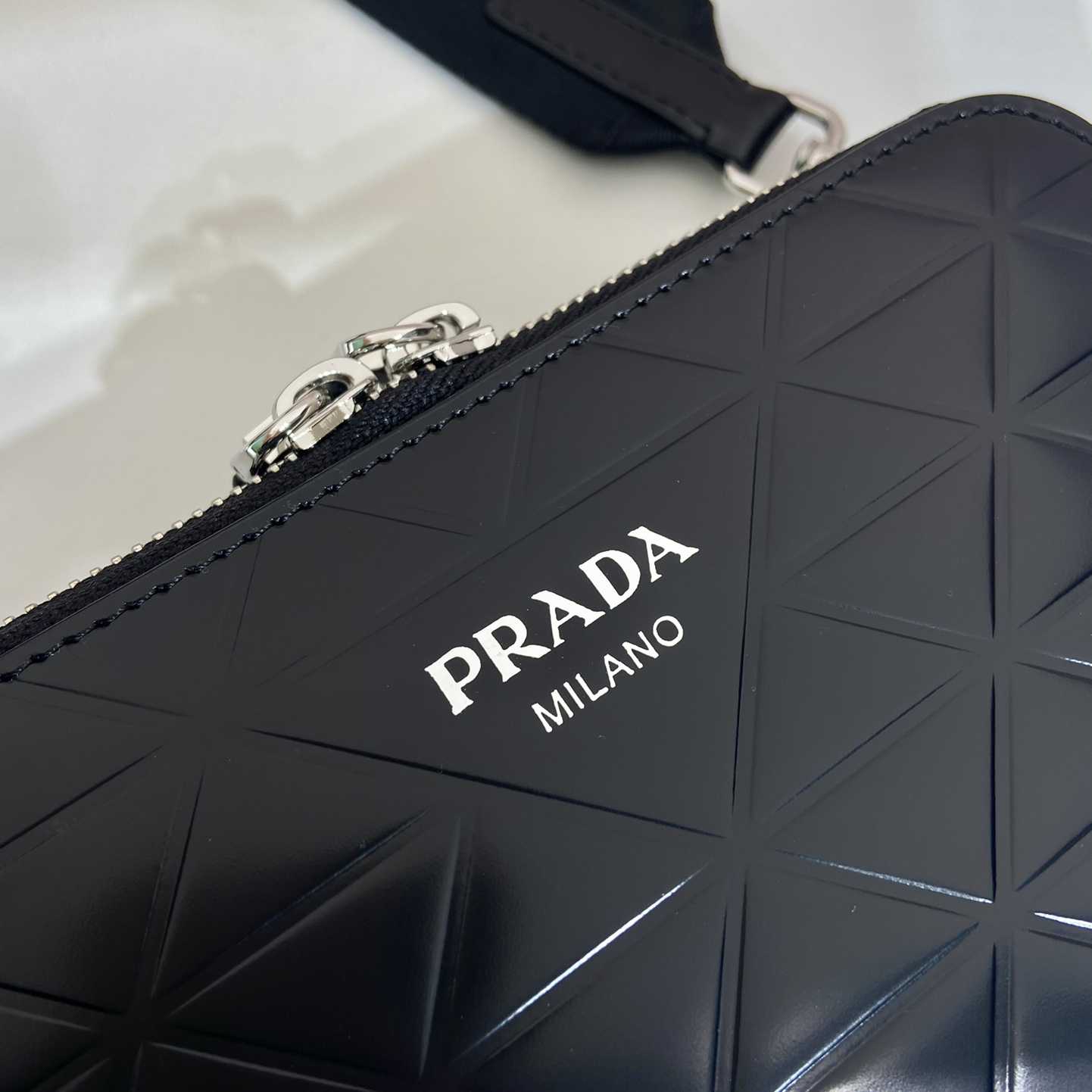 Prada Brique Brushed Leather Bag With Triangle Motif - DopestKickz