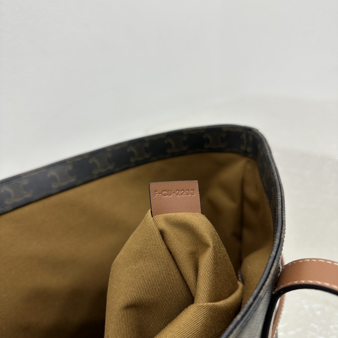 Celine Cabas Drawstring In Triomphe Canvas And Calfskin Tan - DopestKickz