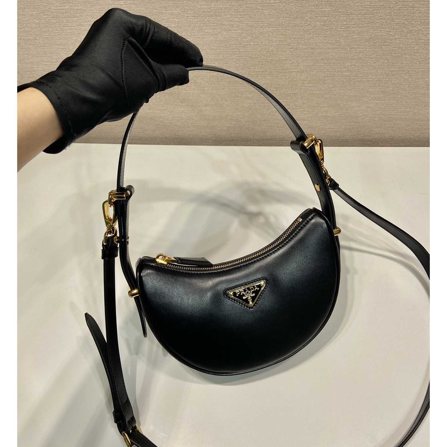 Prada Arqué Leather Mini Shoulder Bag - DopestKickz