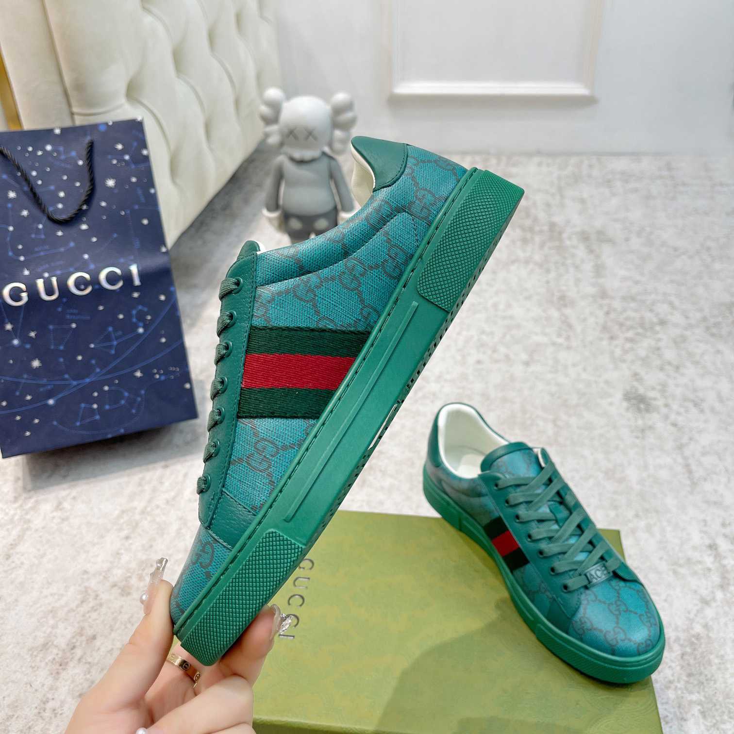 Gucci Ace GG Crystal Canvas Sneaker  - DopestKickz