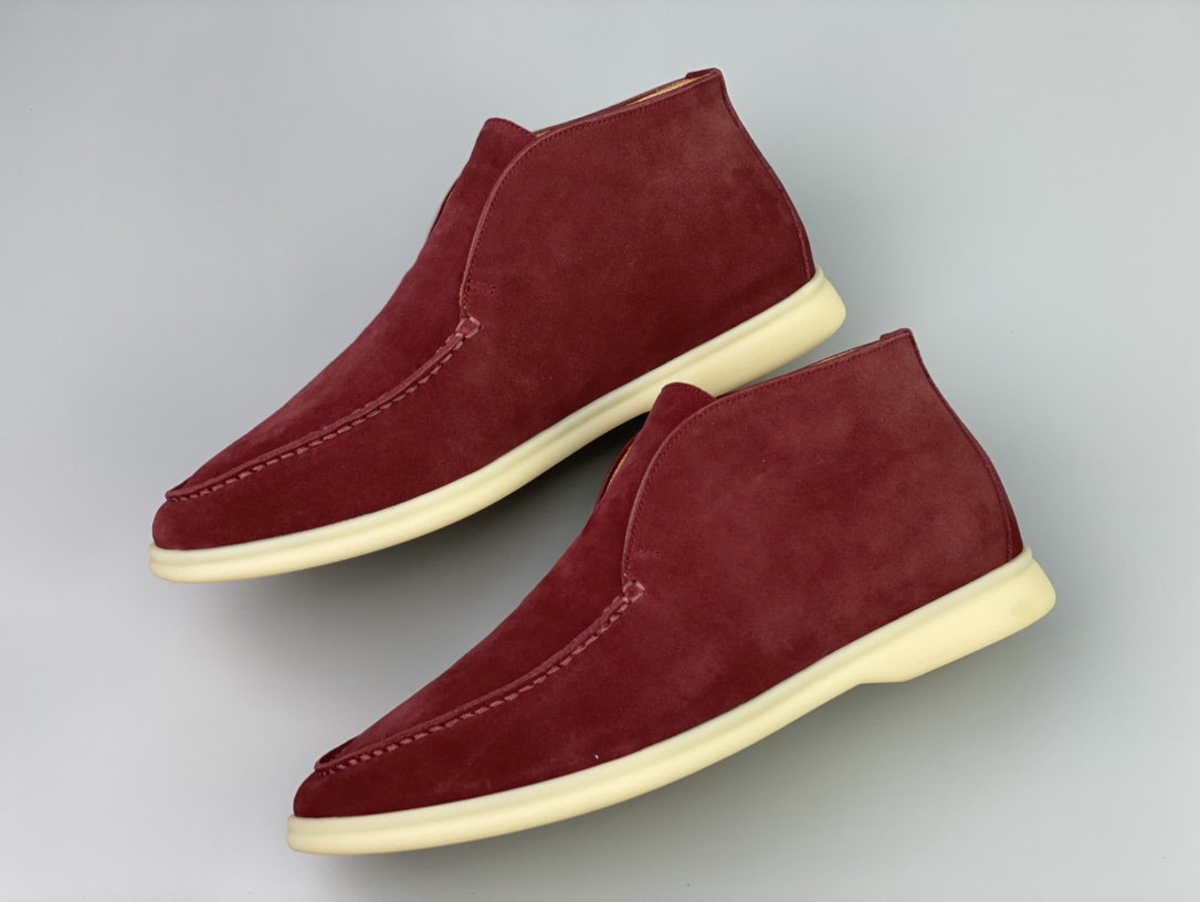 Loro Piana White Sole Summer Walk Loafers In Red - DopestKickz