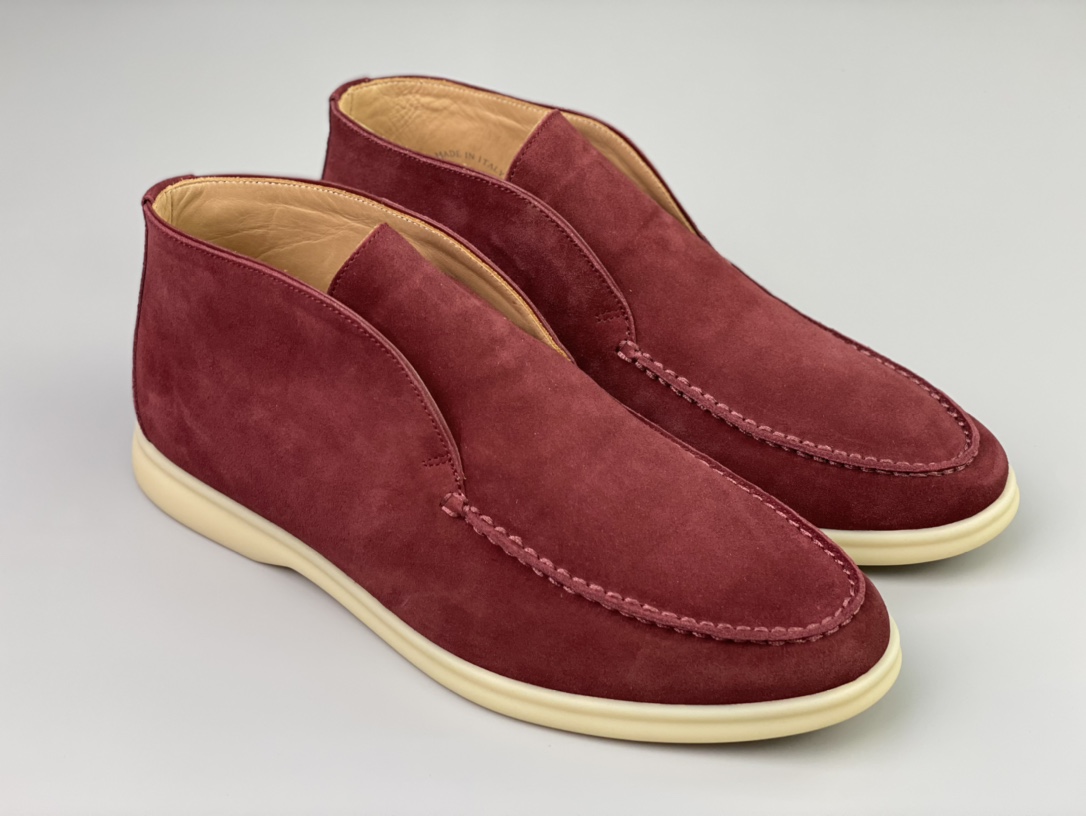 Loro Piana White Sole Summer Walk Loafers In Red - DopestKickz