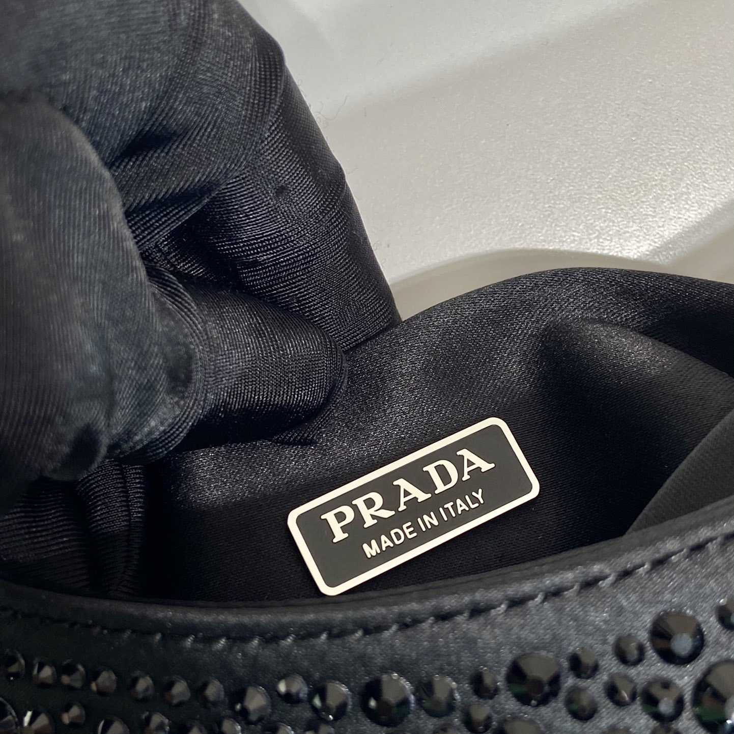 Prada Cleo Satin Bag With Crystals - DopestKickz