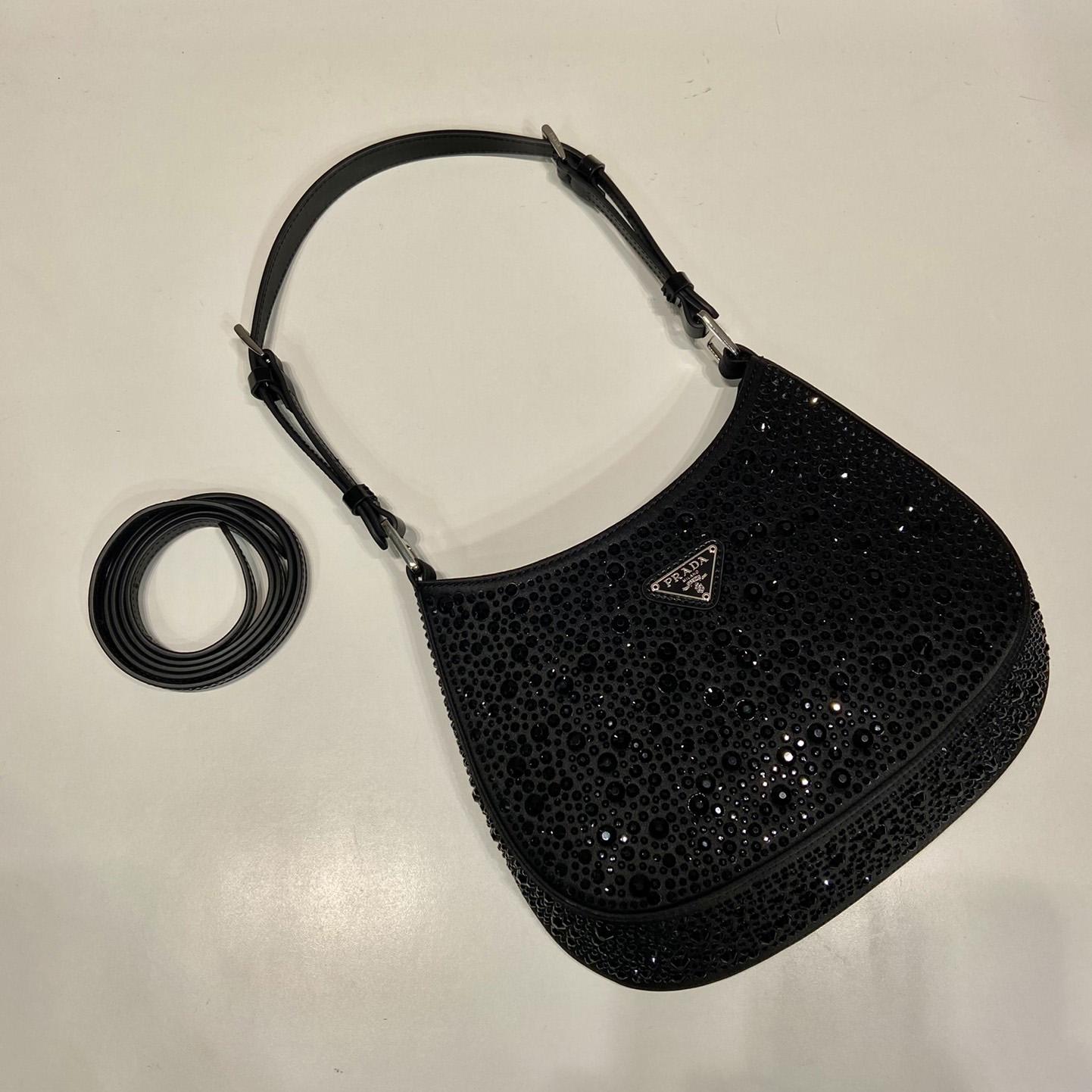 Prada Cleo Satin Bag With Crystals - DopestKickz