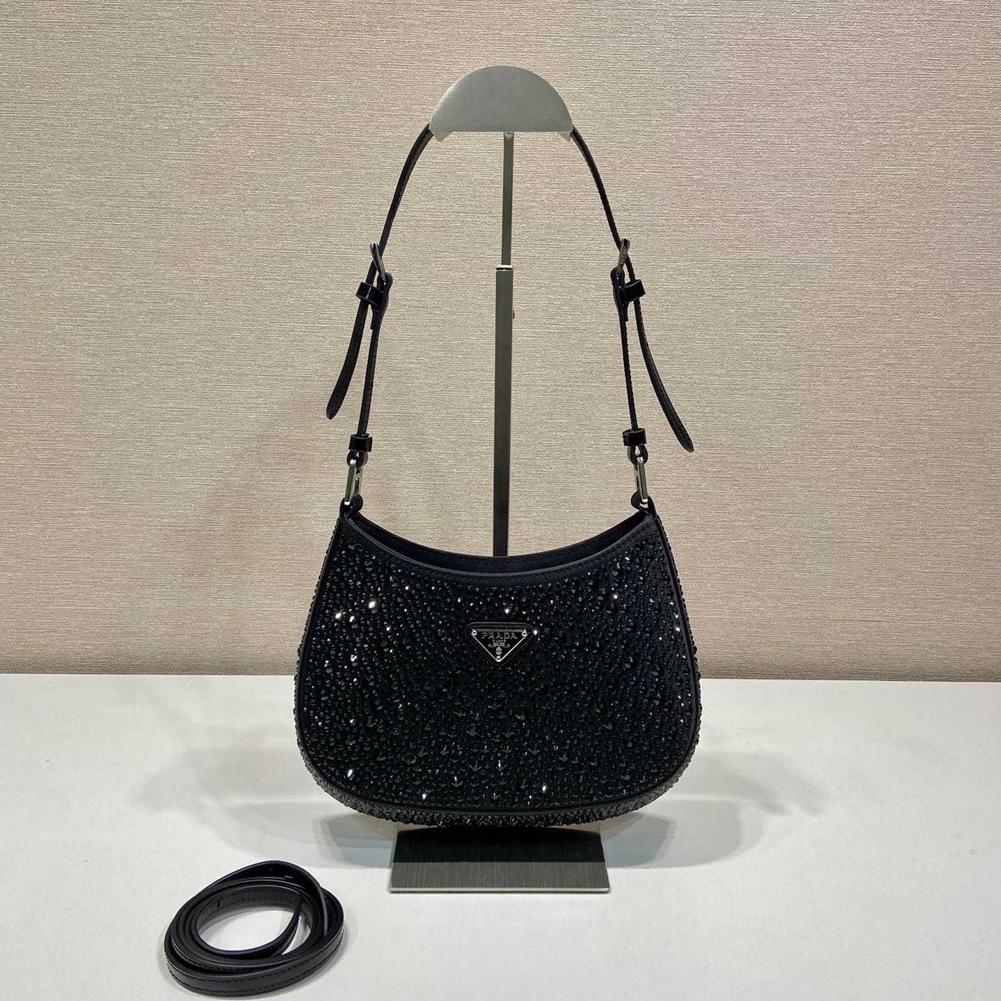 Prada Cleo Satin Bag With Crystals - DopestKickz