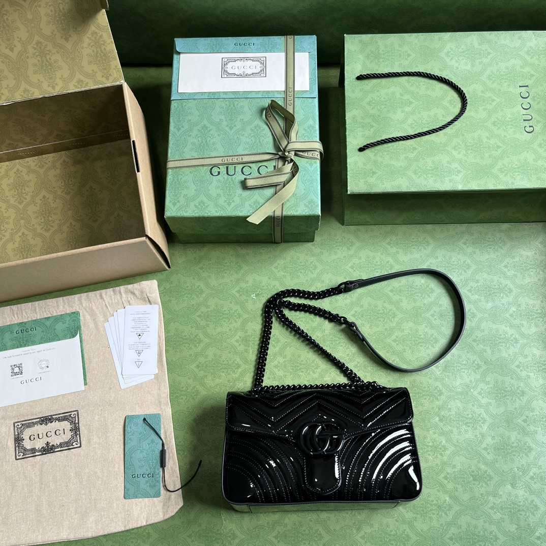 Gucci GG Marmont Patent Small Shoulder Bag - DopestKickz