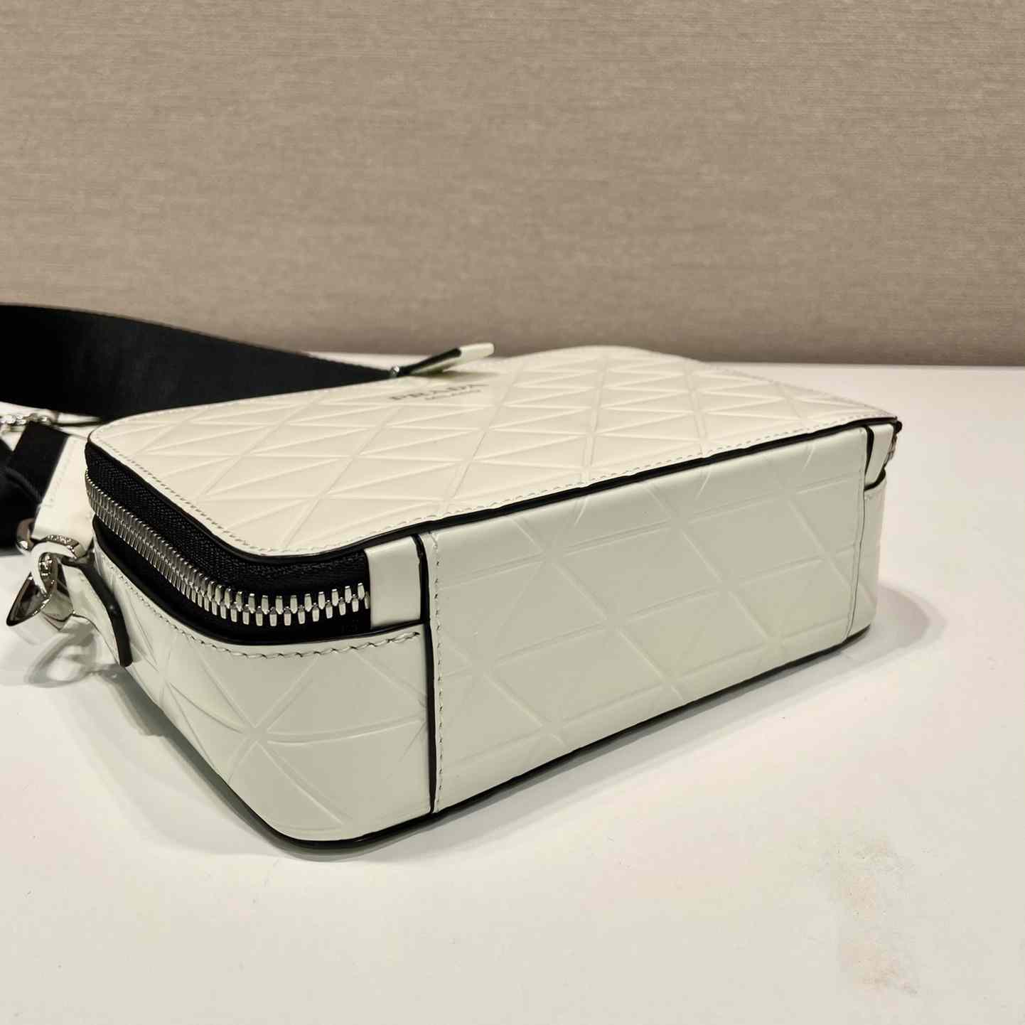 Prada Brique Brushed Leather Bag With Triangle Motif - DopestKickz