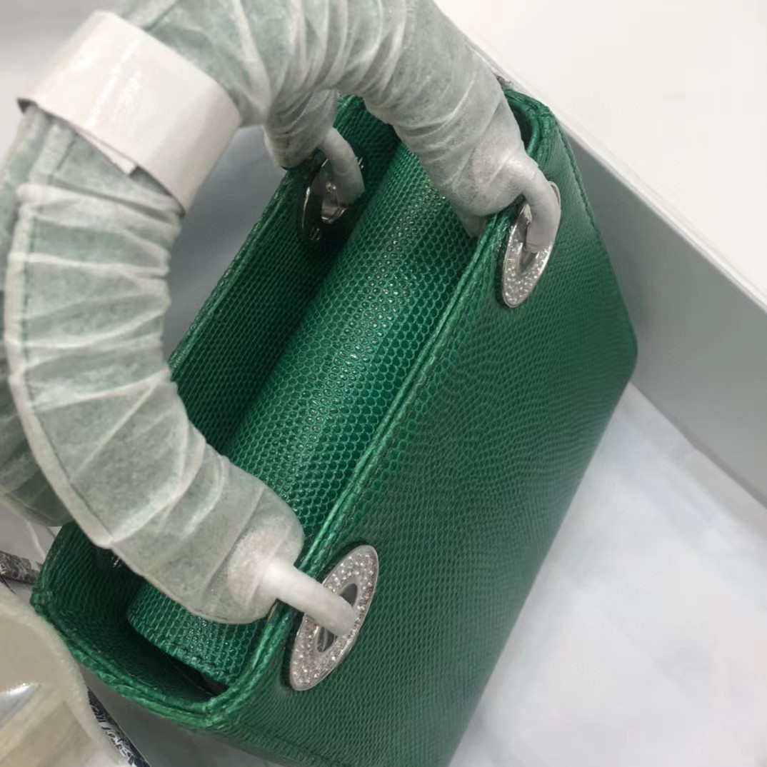 Dior Lizard Swarovski Crystal Mini Lady Dior Bag (17-15-7cm) - DopestKickz