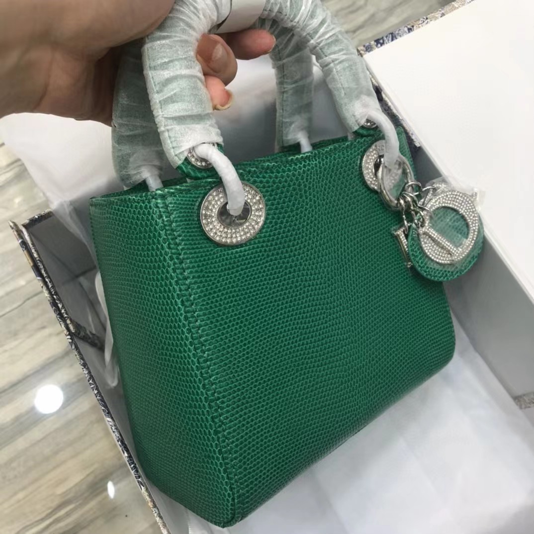 Dior Lizard Swarovski Crystal Mini Lady Dior Bag (17-15-7cm) - DopestKickz