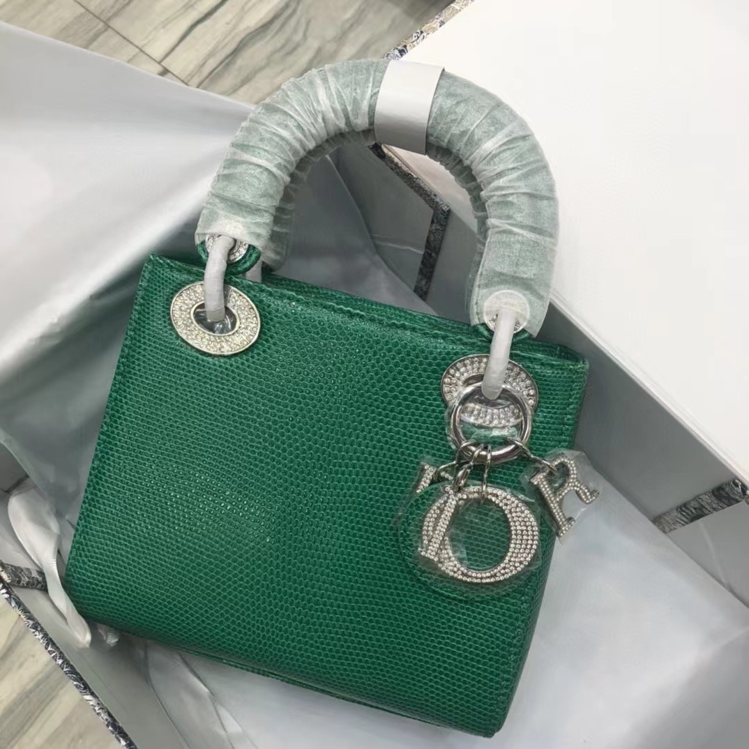 Dior Lizard Swarovski Crystal Mini Lady Dior Bag (17-15-7cm) - DopestKickz
