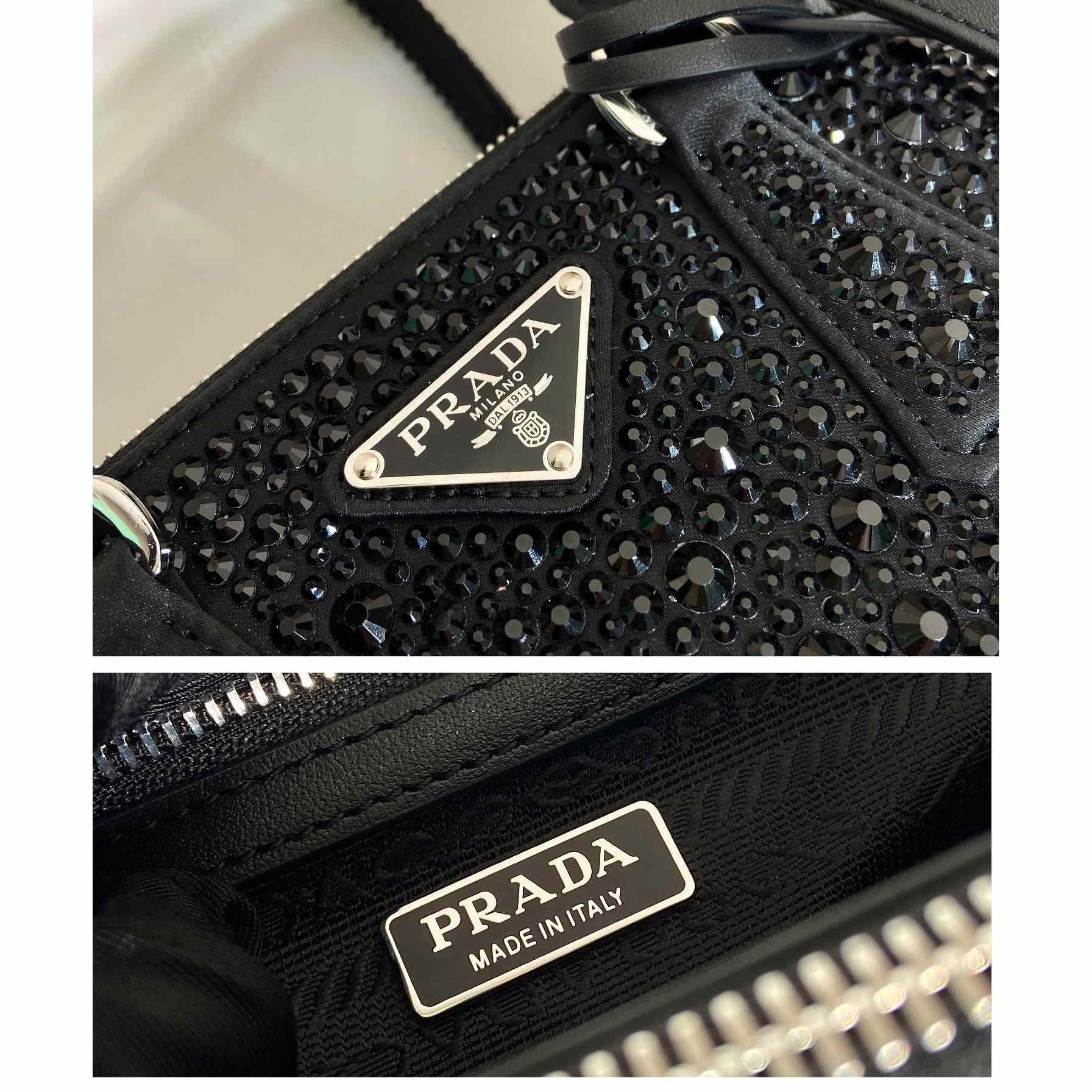 Prada Galleria Satin Mini-bag With Crystals - DopestKickz