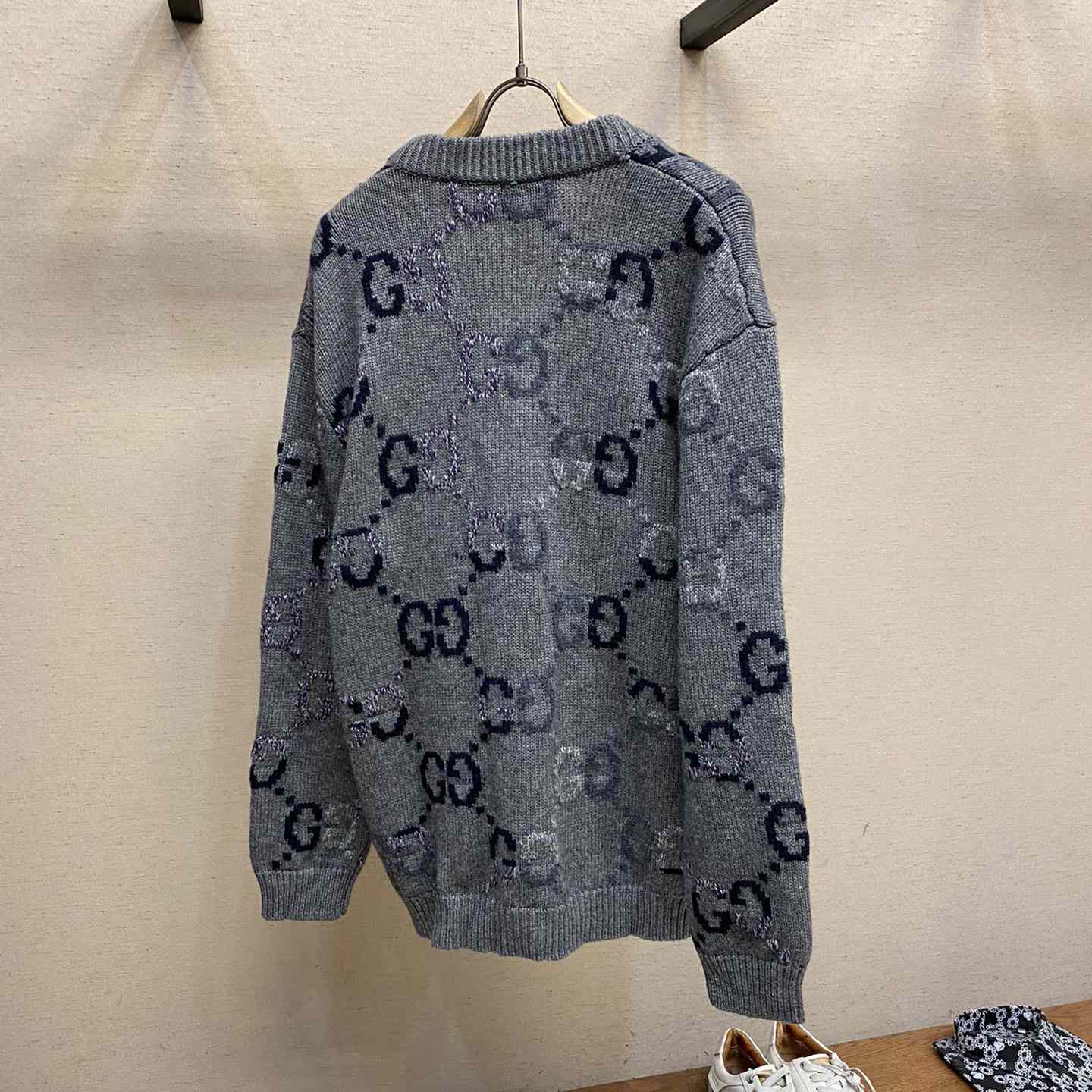 Gucci Wool Cardigan With GG Intarsia - DopestKickz