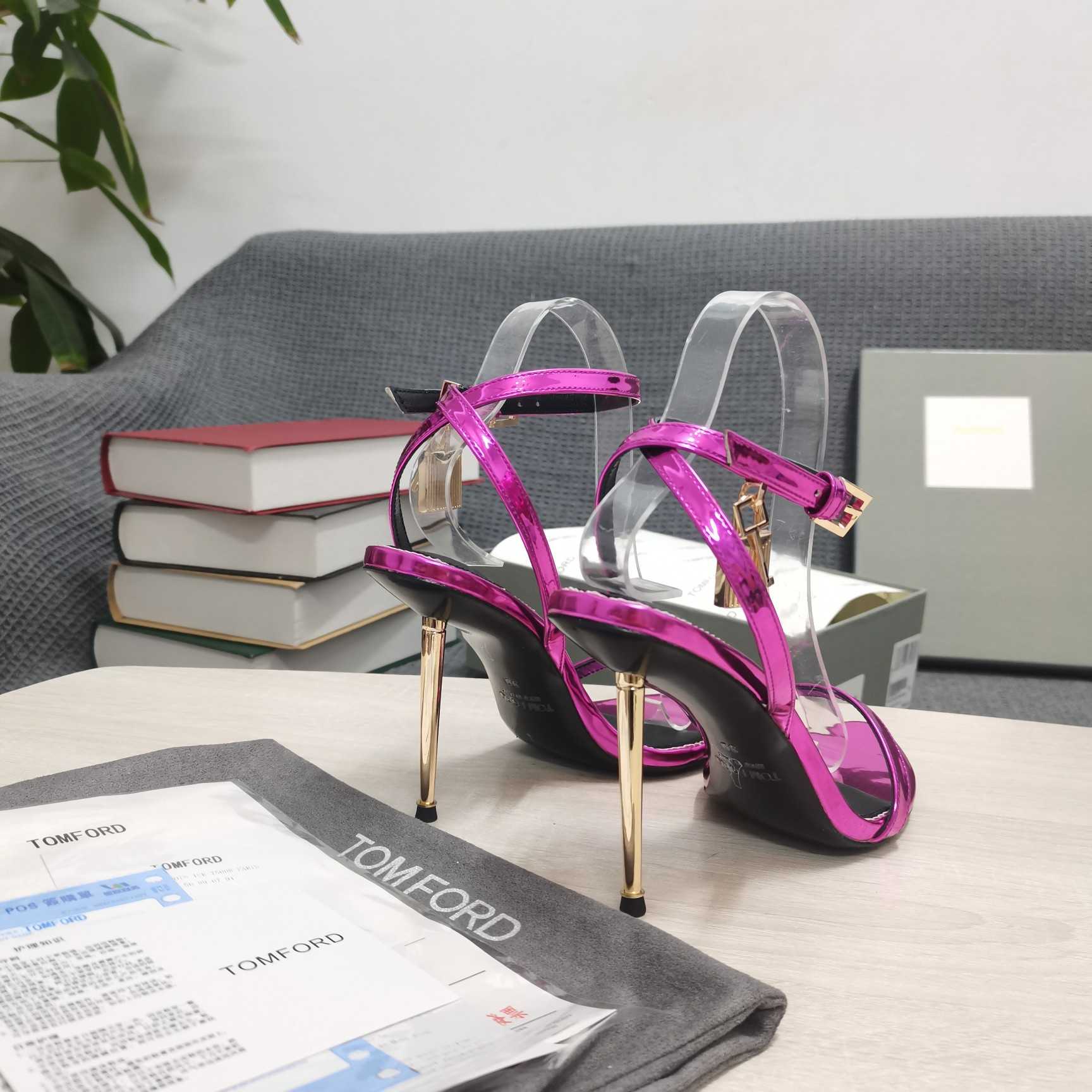 Tom Ford Mirror Leather Padlock Pointy Naked Sandal - DopestKickz