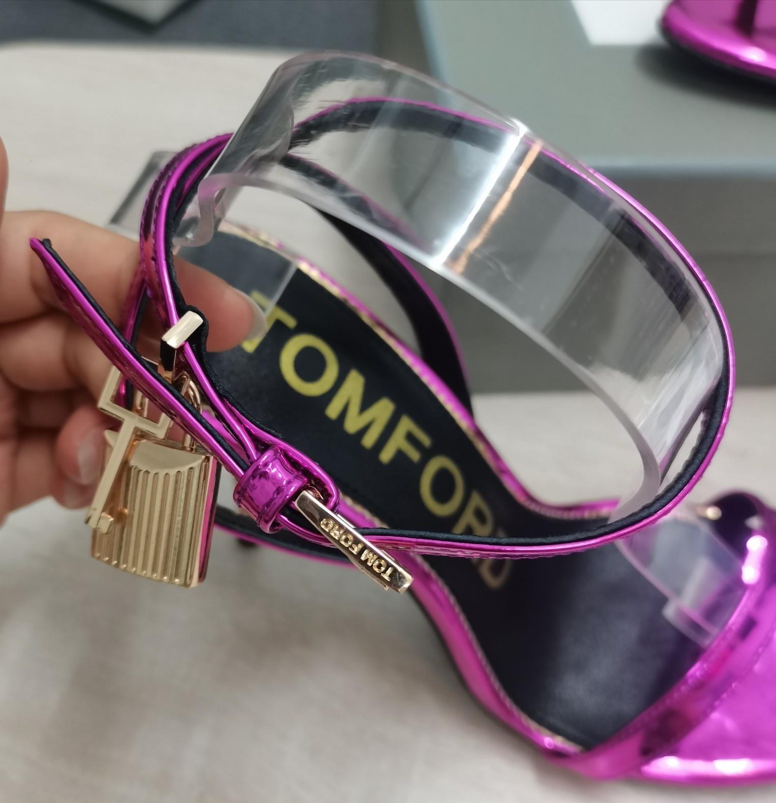 Tom Ford Mirror Leather Padlock Pointy Naked Sandal - DopestKickz