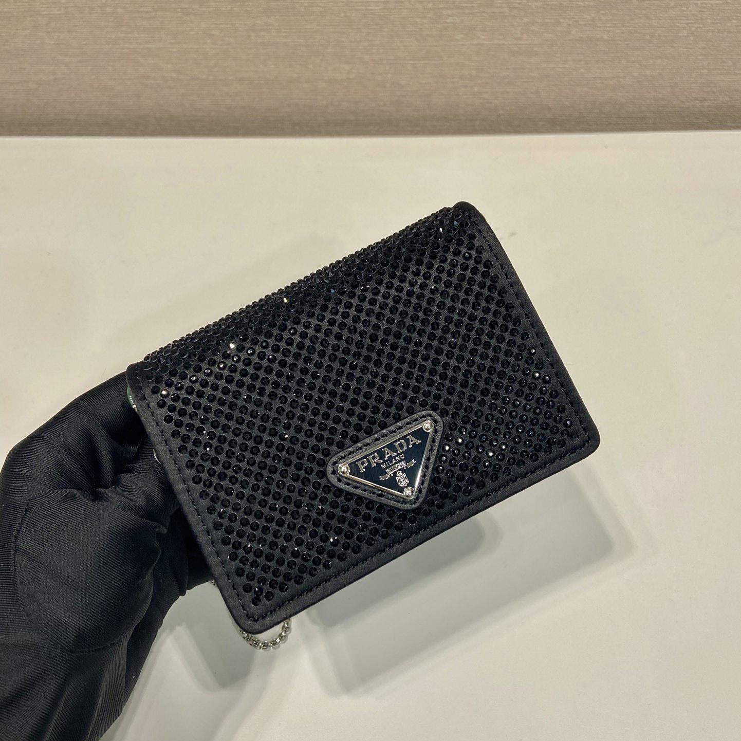 Prada Cardholder With Shoulder Strap And Crystals - DopestKickz