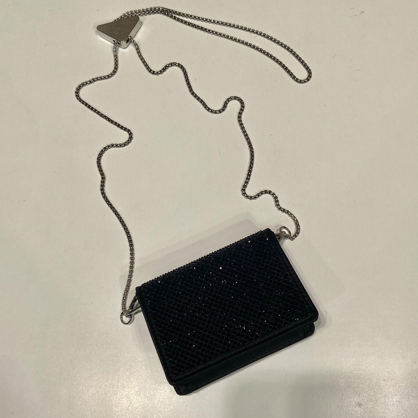 Prada Cardholder With Shoulder Strap And Crystals - DopestKickz