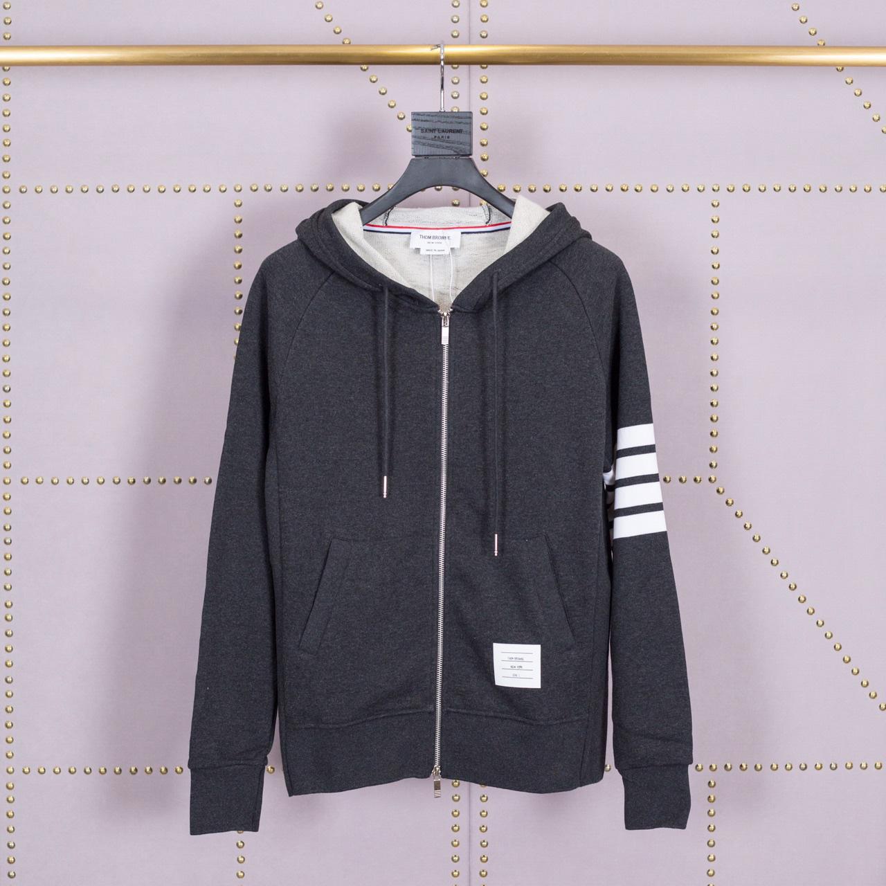 Thom Browne 4-Bar Zip-Up Cotton Hoodie - DopestKickz