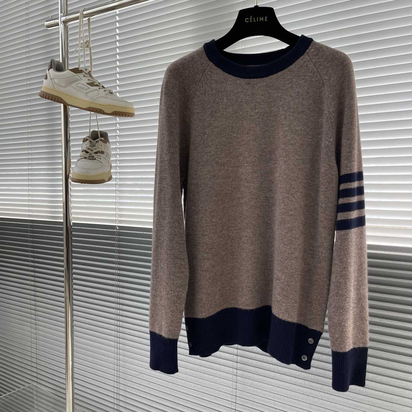 Thom Browne Shetland Wool Raglan 4-bar Crew Neck Pullover - DopestKickz