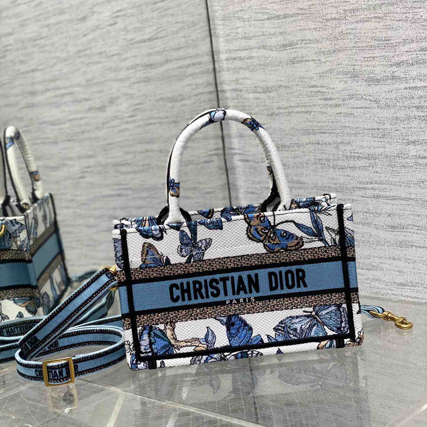 Dior Mini Dior Book Tote With Strap - DopestKickz