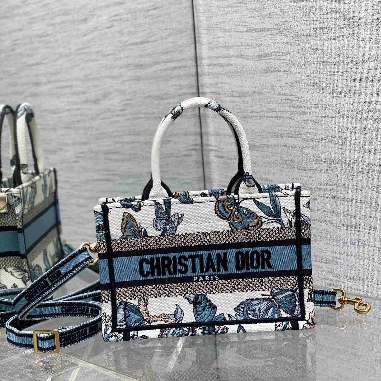 Dior Mini Dior Book Tote With Strap - DopestKickz