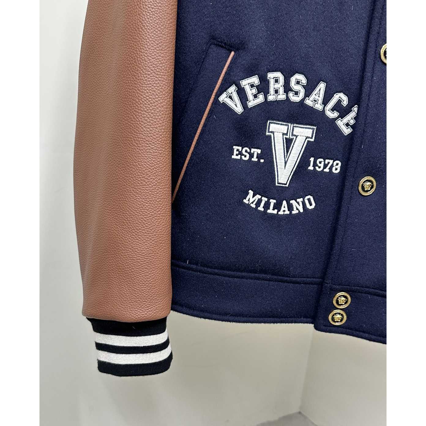 Versace Chest Logo-patch Detail Bomber Jacket - DopestKickz