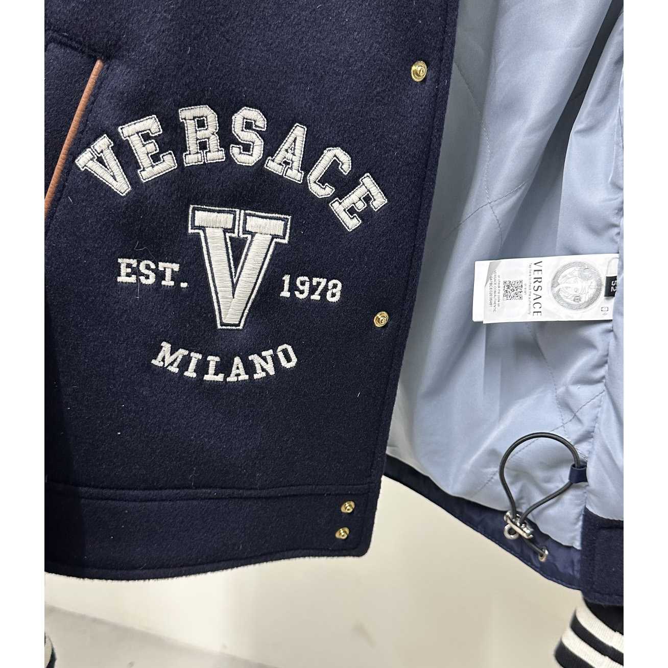 Versace Chest Logo-patch Detail Bomber Jacket - DopestKickz