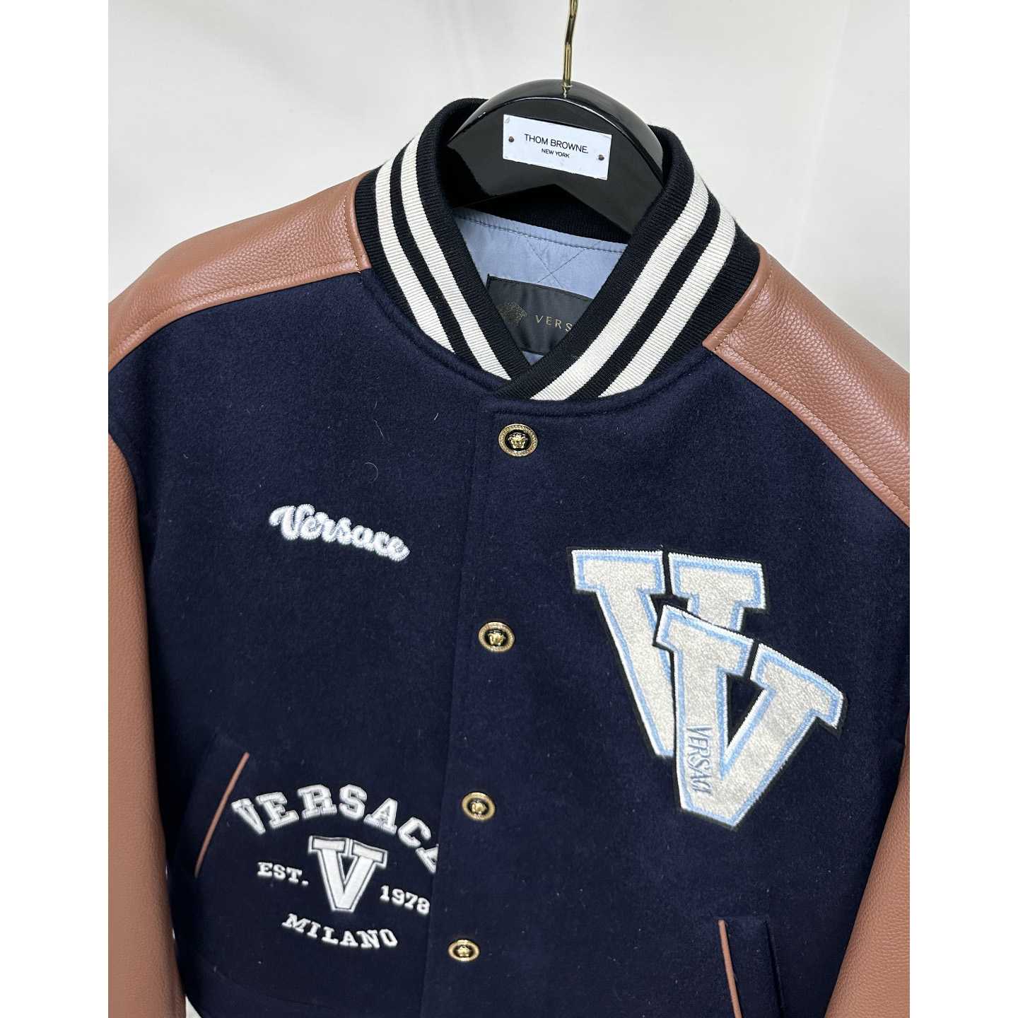 Versace Chest Logo-patch Detail Bomber Jacket - DopestKickz