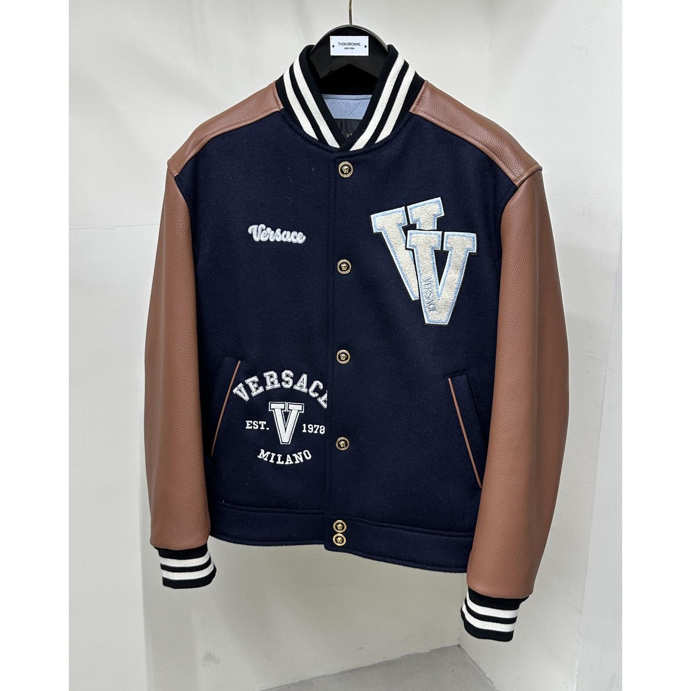 Versace Chest Logo-patch Detail Bomber Jacket - DopestKickz