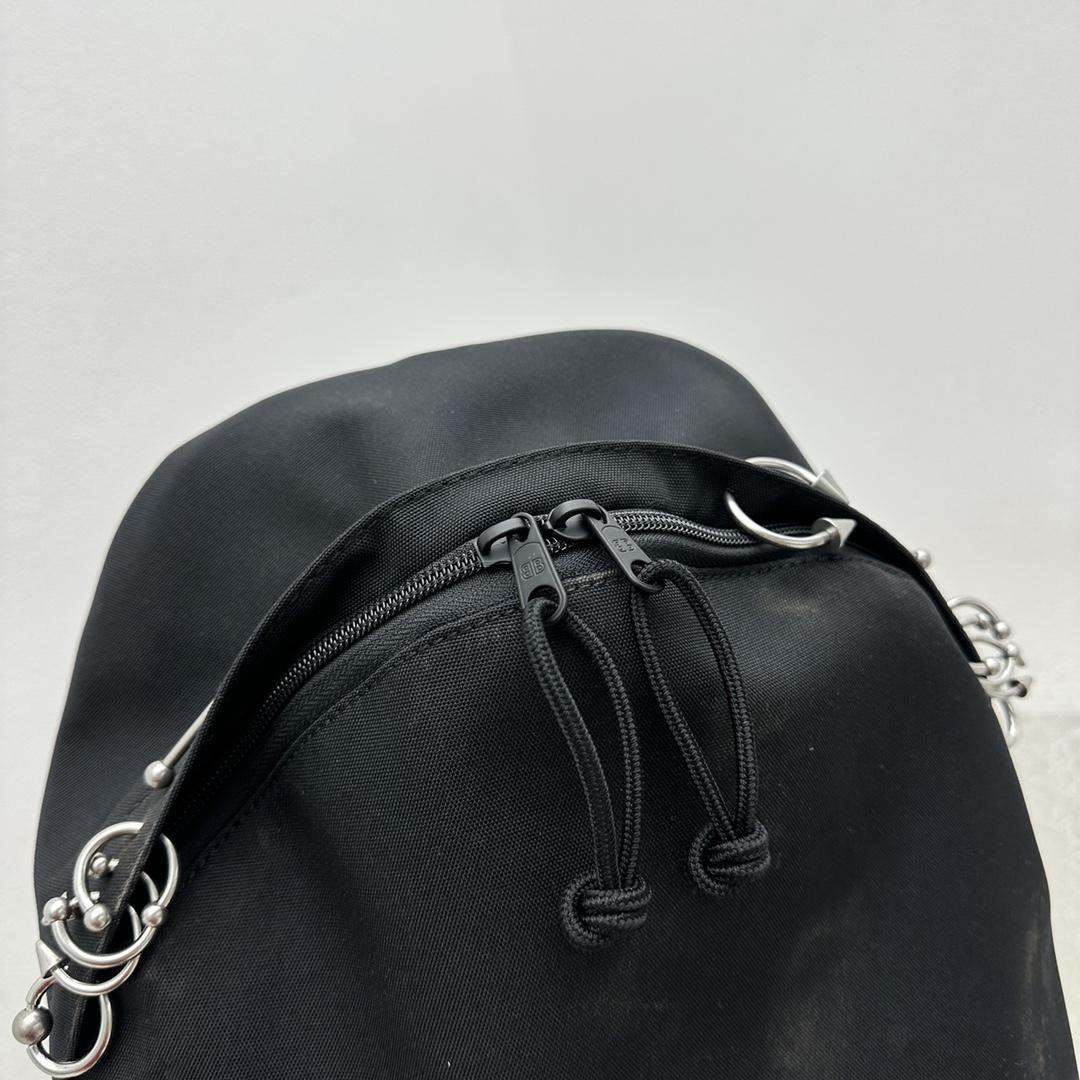 Balenciaga Explorer Backpack With Piercings In Black - DopestKickz