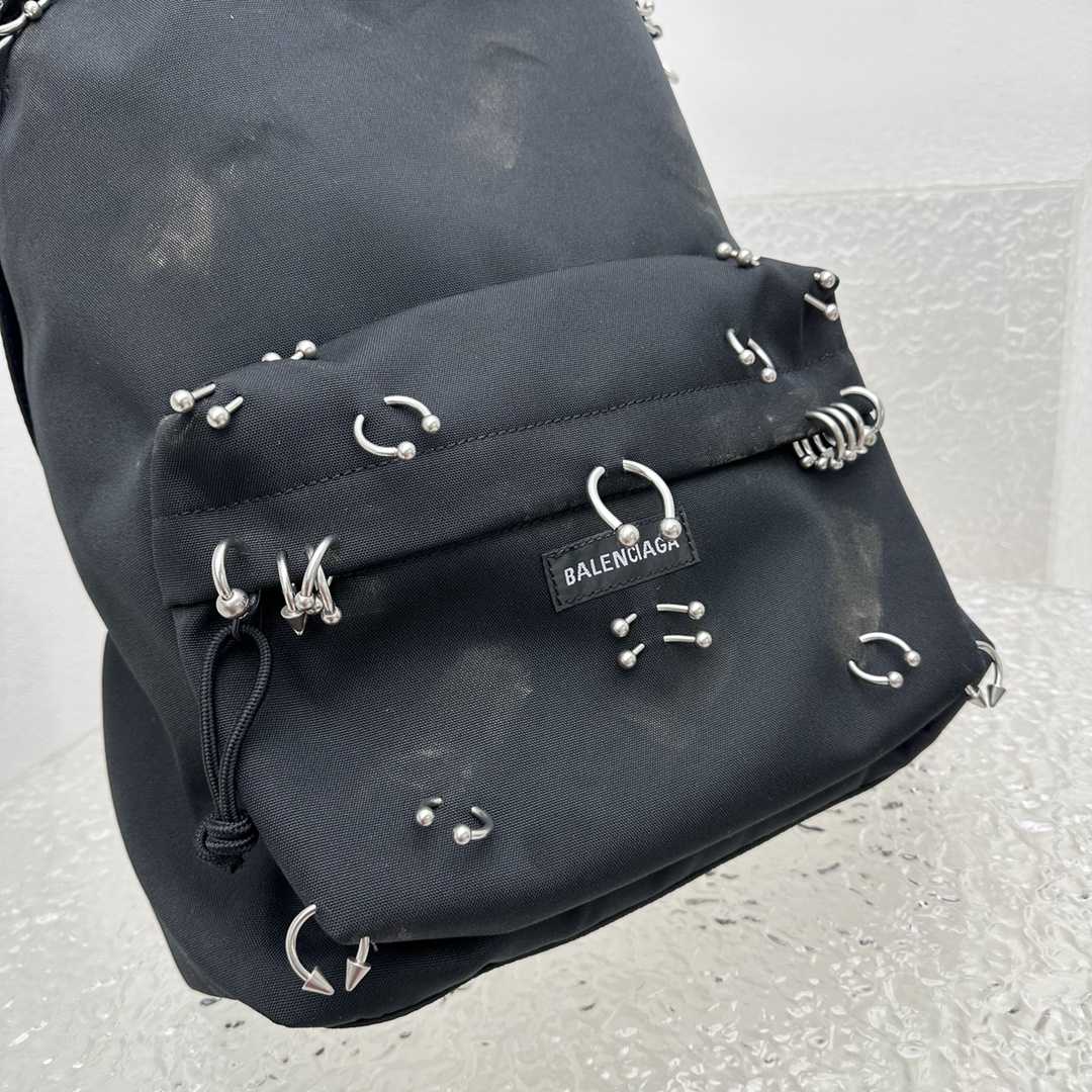 Balenciaga Explorer Backpack With Piercings In Black - DopestKickz