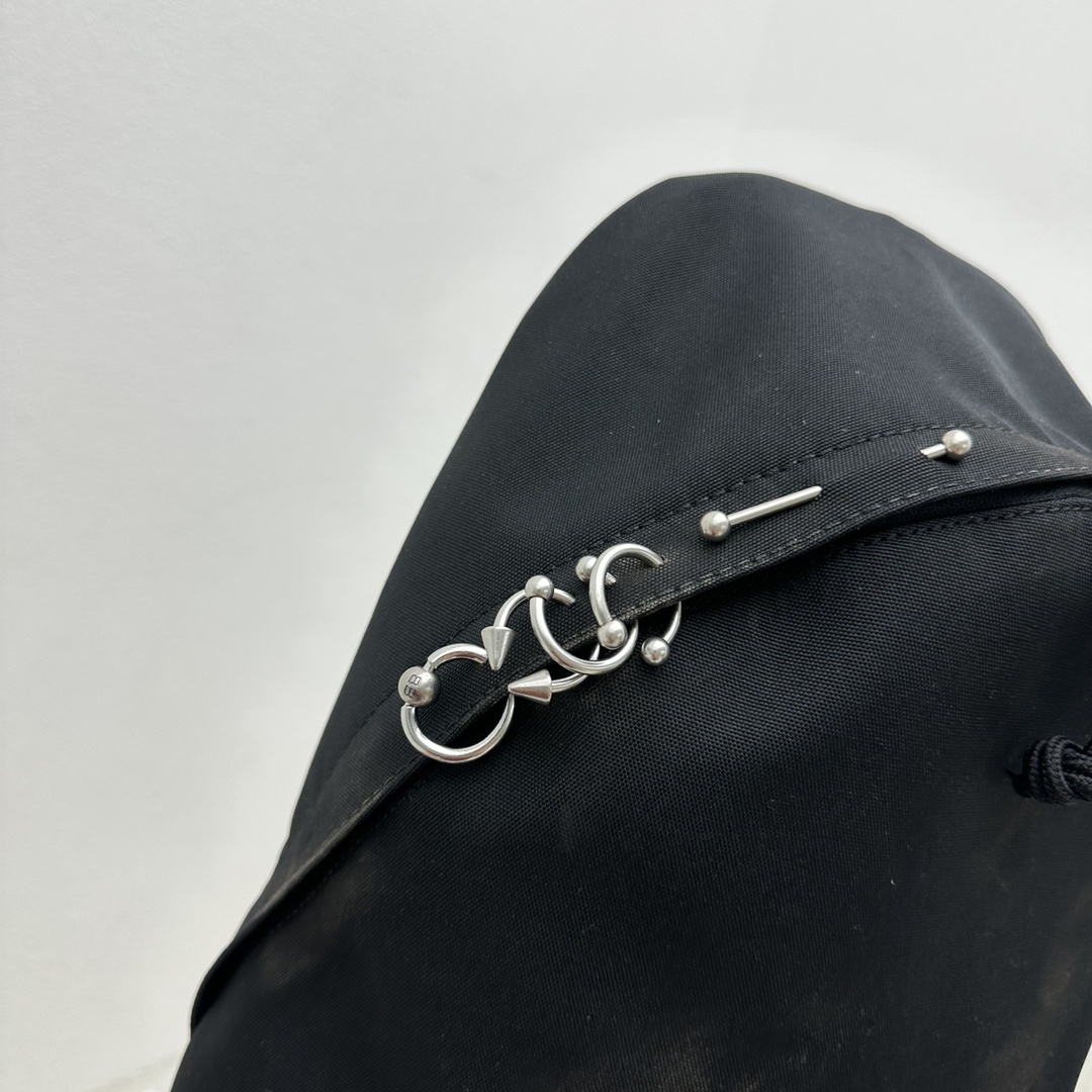 Balenciaga Explorer Backpack With Piercings In Black - DopestKickz