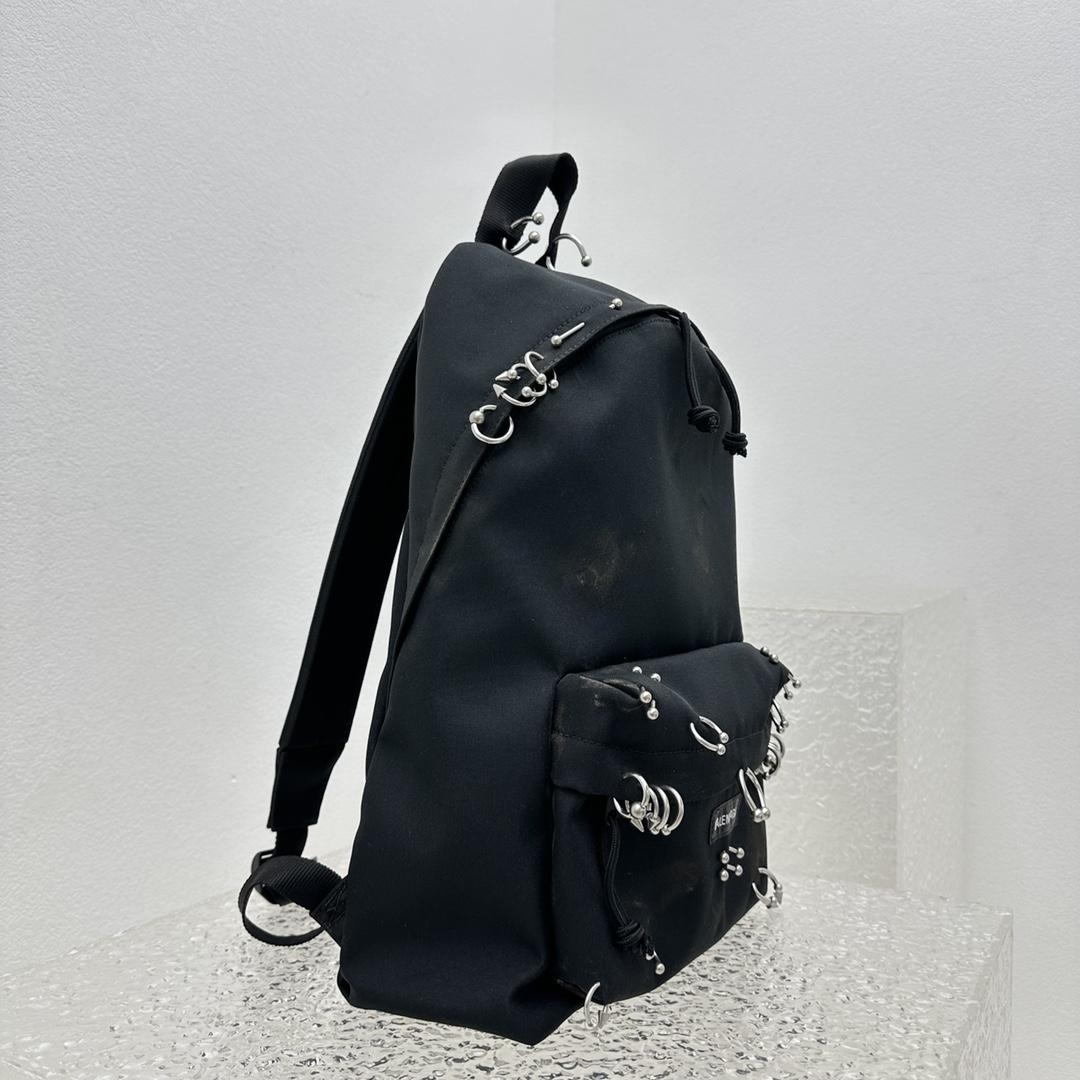 Balenciaga Explorer Backpack With Piercings In Black - DopestKickz