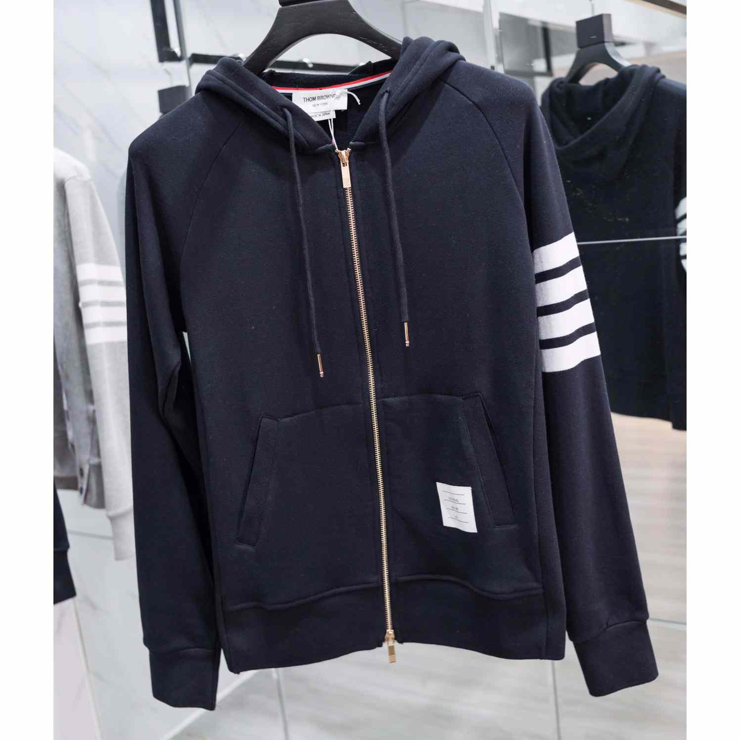 Thom Browne 4-Bar Zip-Up Cotton Hoodie - DopestKickz