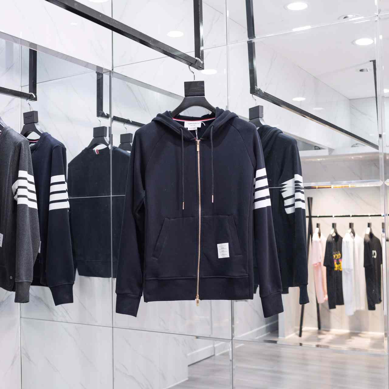 Thom Browne 4-Bar Zip-Up Cotton Hoodie - DopestKickz