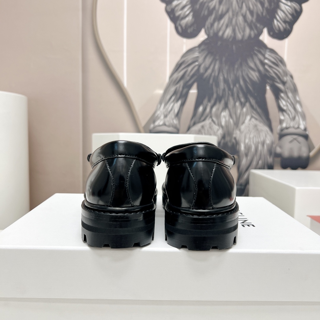 Celine Margaret Loafer With Triomphe In Polished Bull & Leopard Printed Hairy Calfskin Cal - DopestKickz