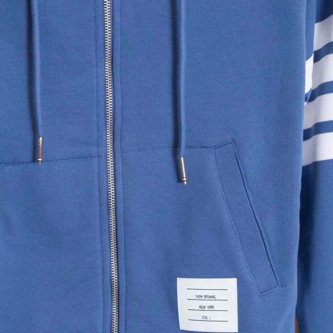Thom Browne 4-Bar Zip-Up Cotton Hoodie - DopestKickz