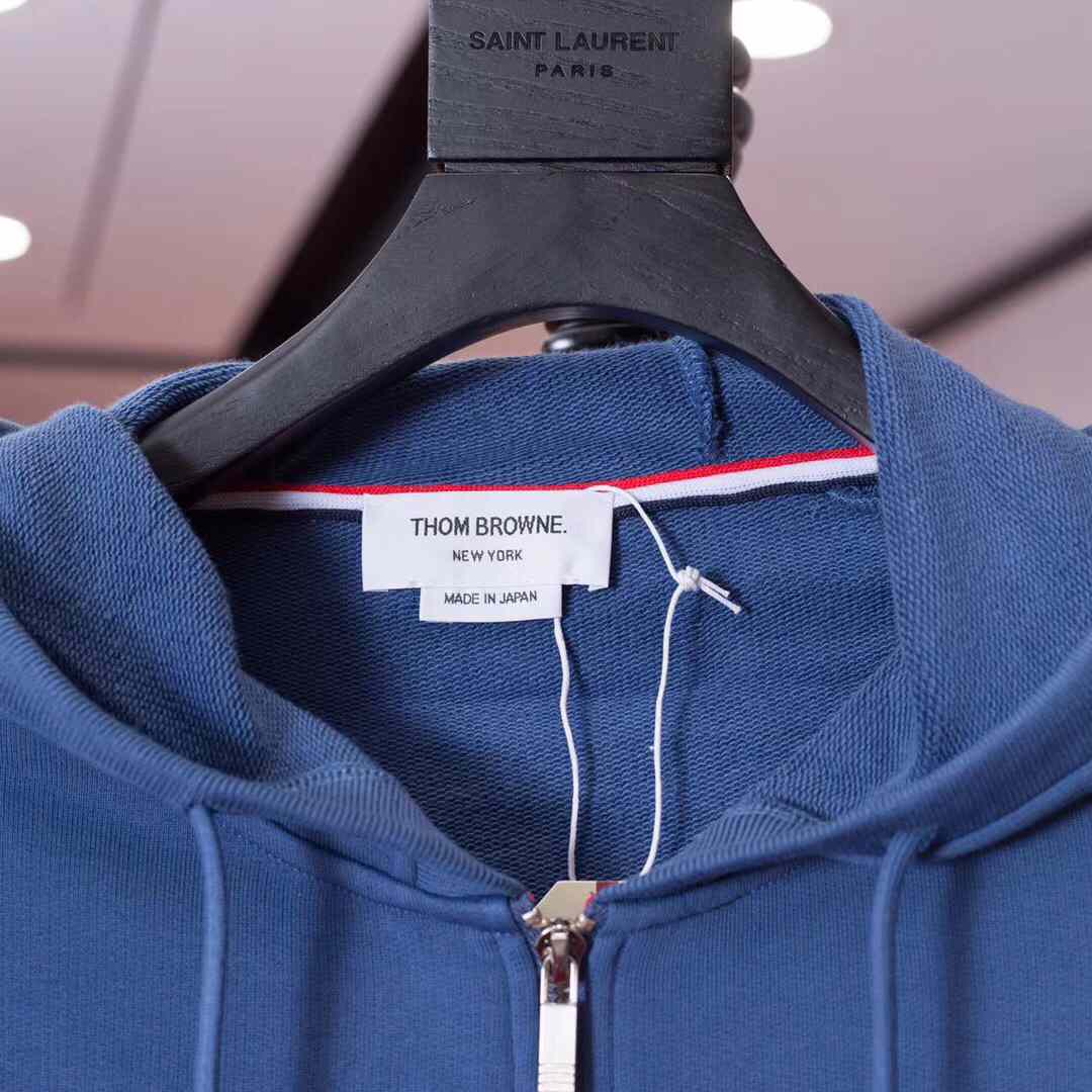 Thom Browne 4-Bar Zip-Up Cotton Hoodie - DopestKickz