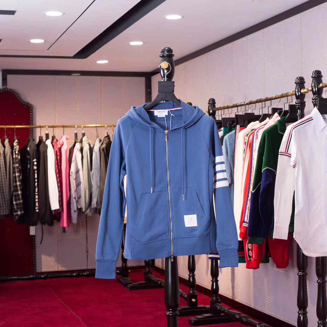 Thom Browne 4-Bar Zip-Up Cotton Hoodie - DopestKickz