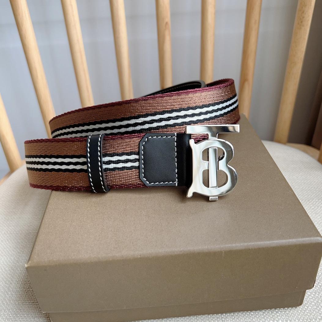 Burberry Icon Stripe Logo-buckle Belt - DopestKickz