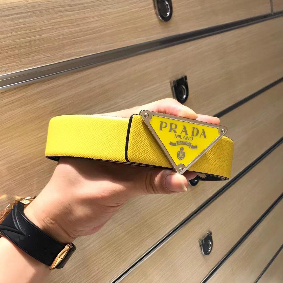 Prada Reversible Saffiano Leather Belt Strap - DopestKickz