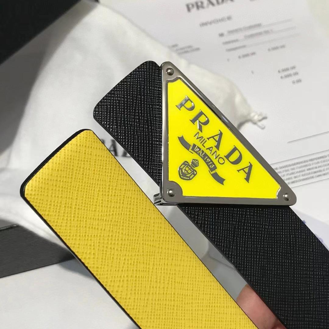 Prada Reversible Saffiano Leather Belt Strap - DopestKickz