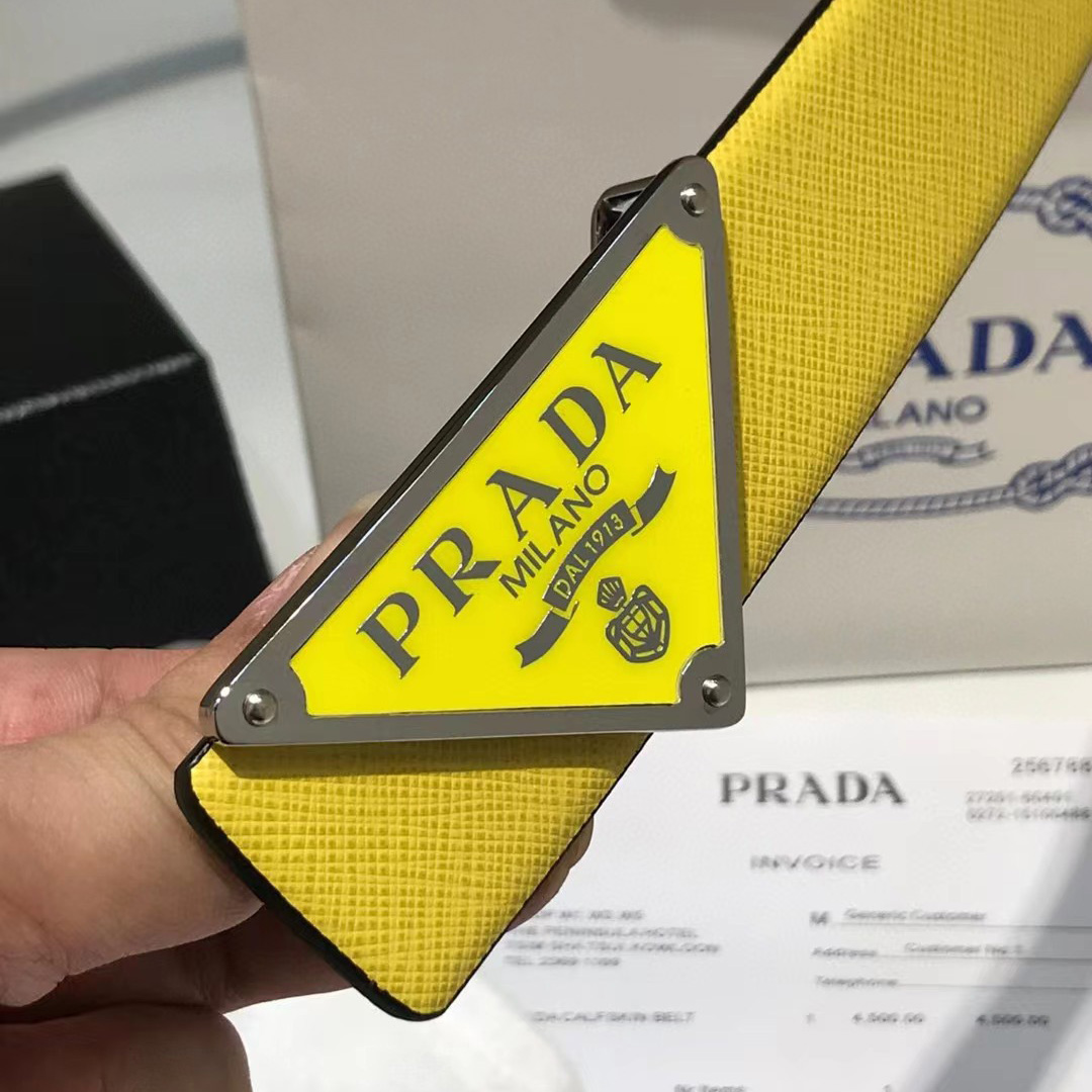 Prada Reversible Saffiano Leather Belt Strap - DopestKickz