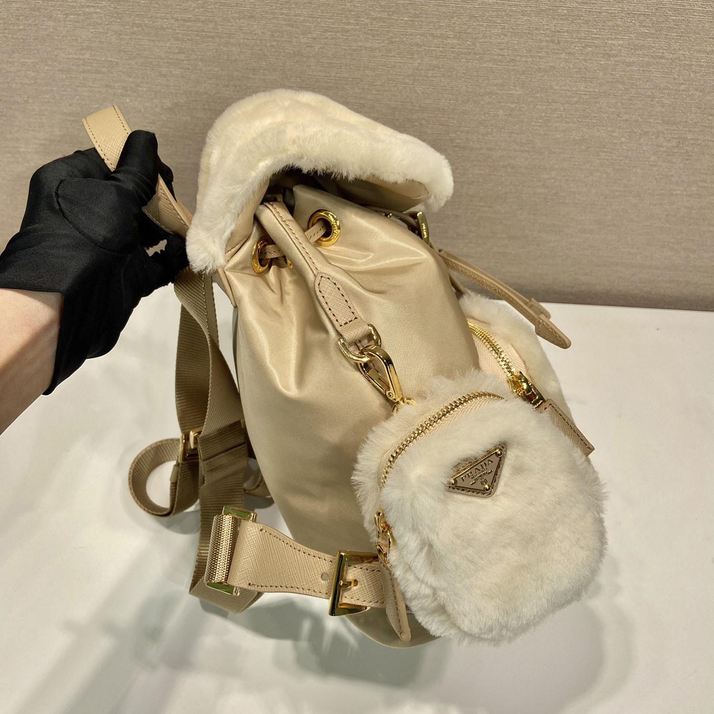 Prada Re-Nylon And Shearling Backpack - DopestKickz