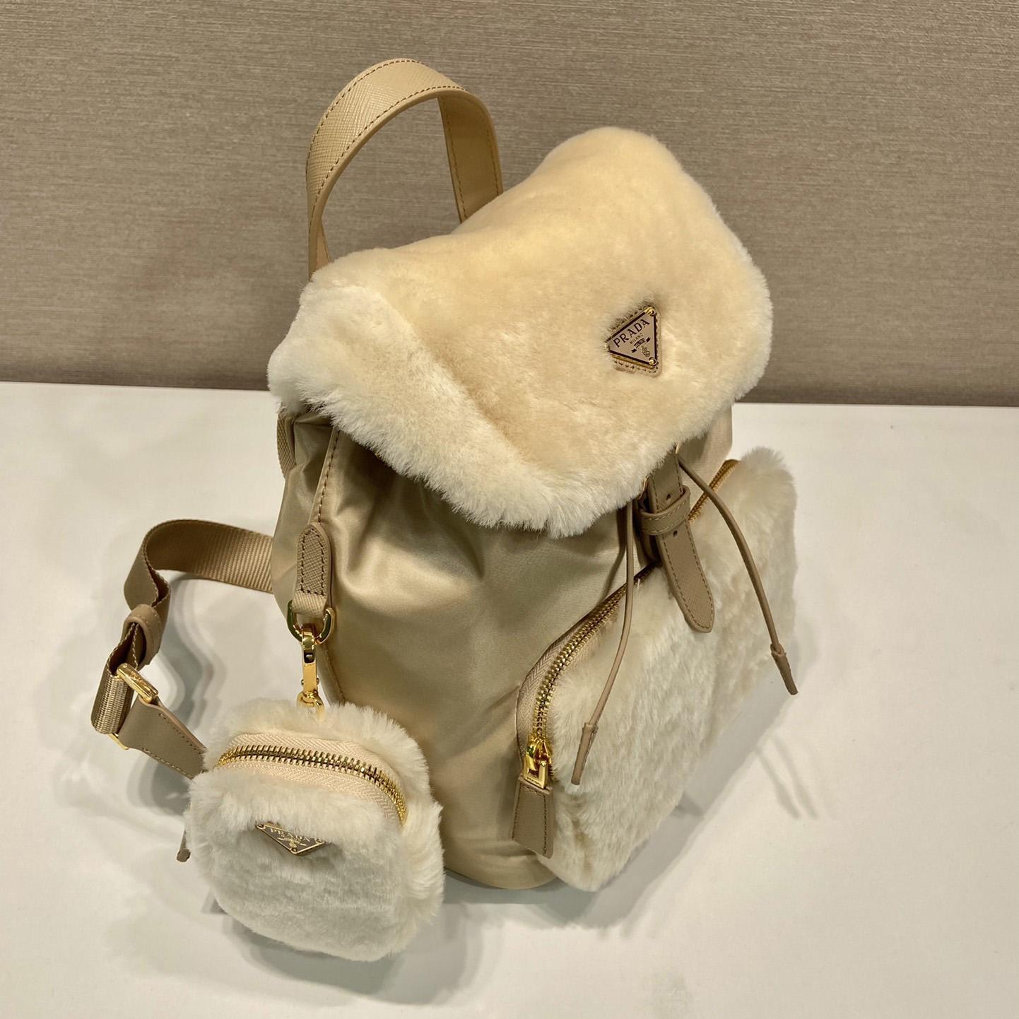 Prada Re-Nylon And Shearling Backpack - DopestKickz