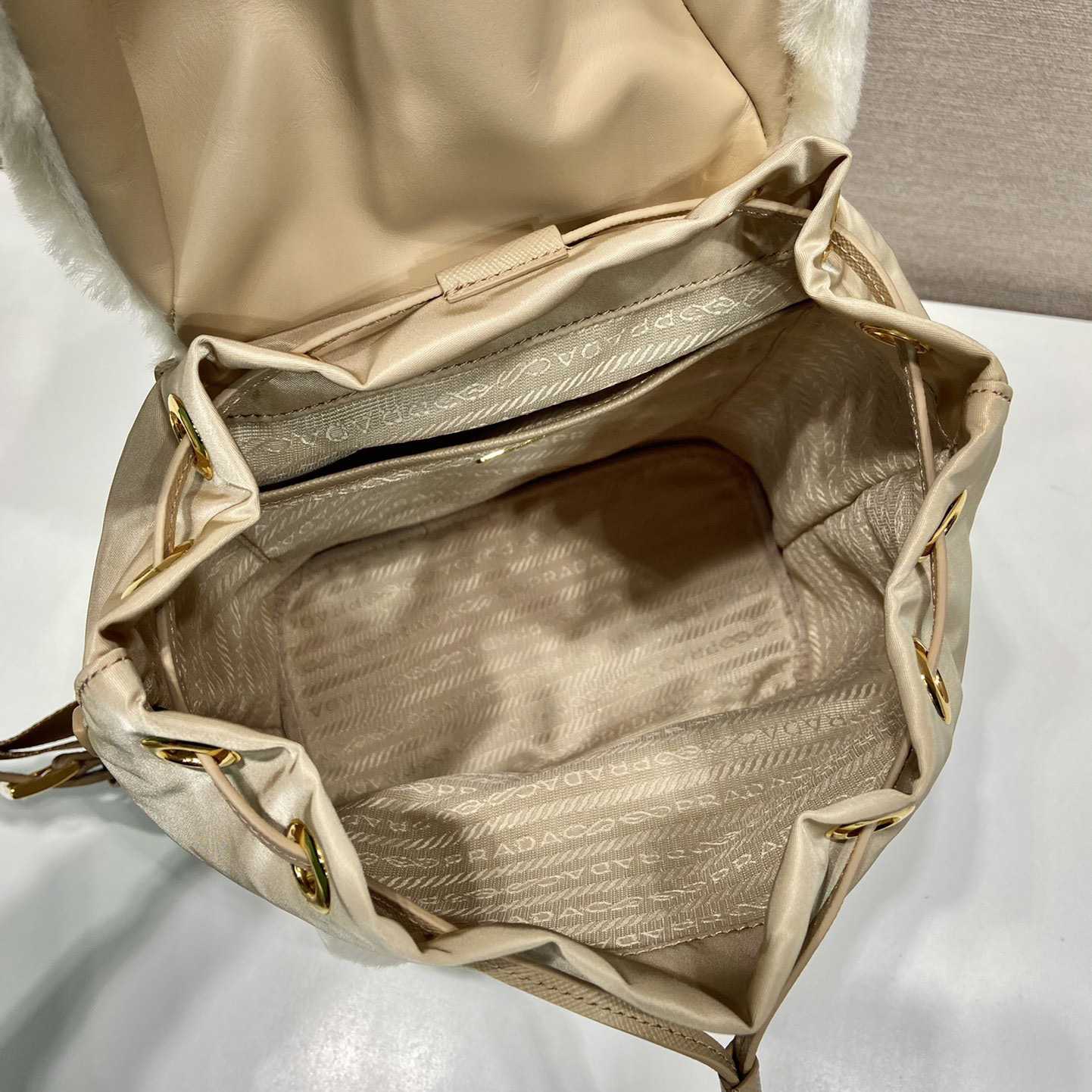 Prada Re-Nylon And Shearling Backpack - DopestKickz