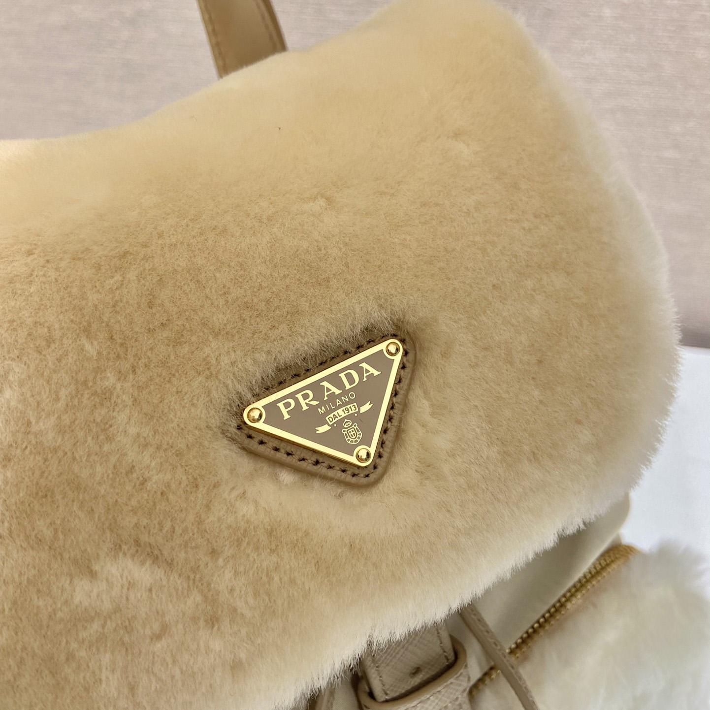 Prada Re-Nylon And Shearling Backpack - DopestKickz