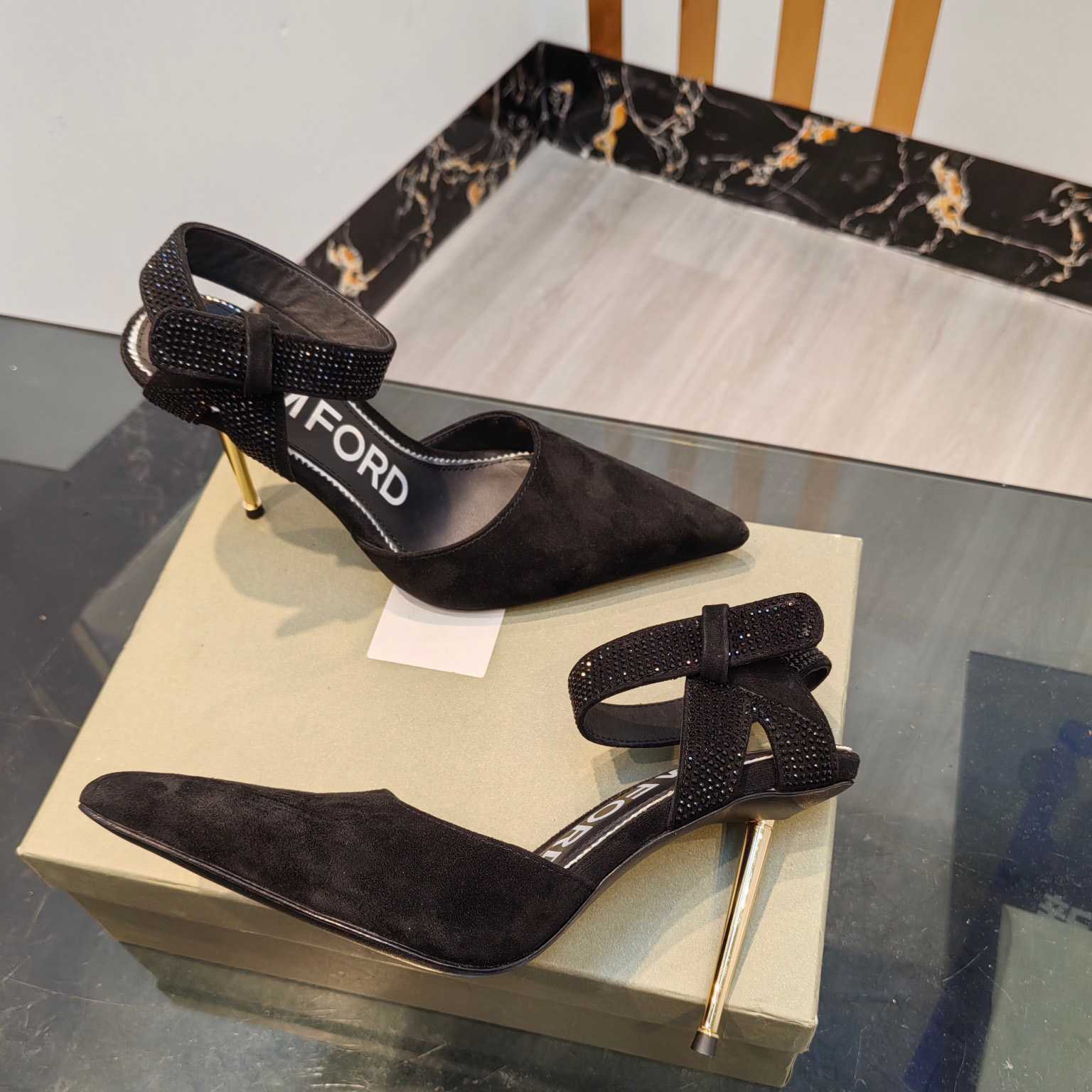 Tom Ford Asymmetric Crystal Ankle Strap Pumps - DopestKickz