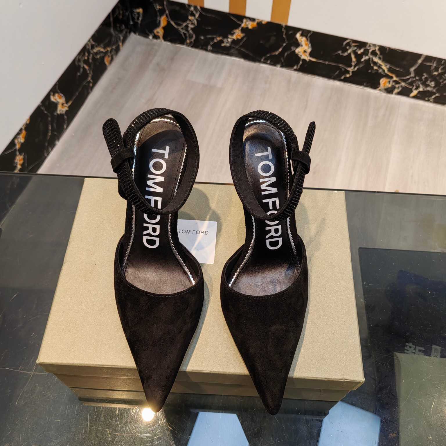 Tom Ford Asymmetric Crystal Ankle Strap Pumps - DopestKickz