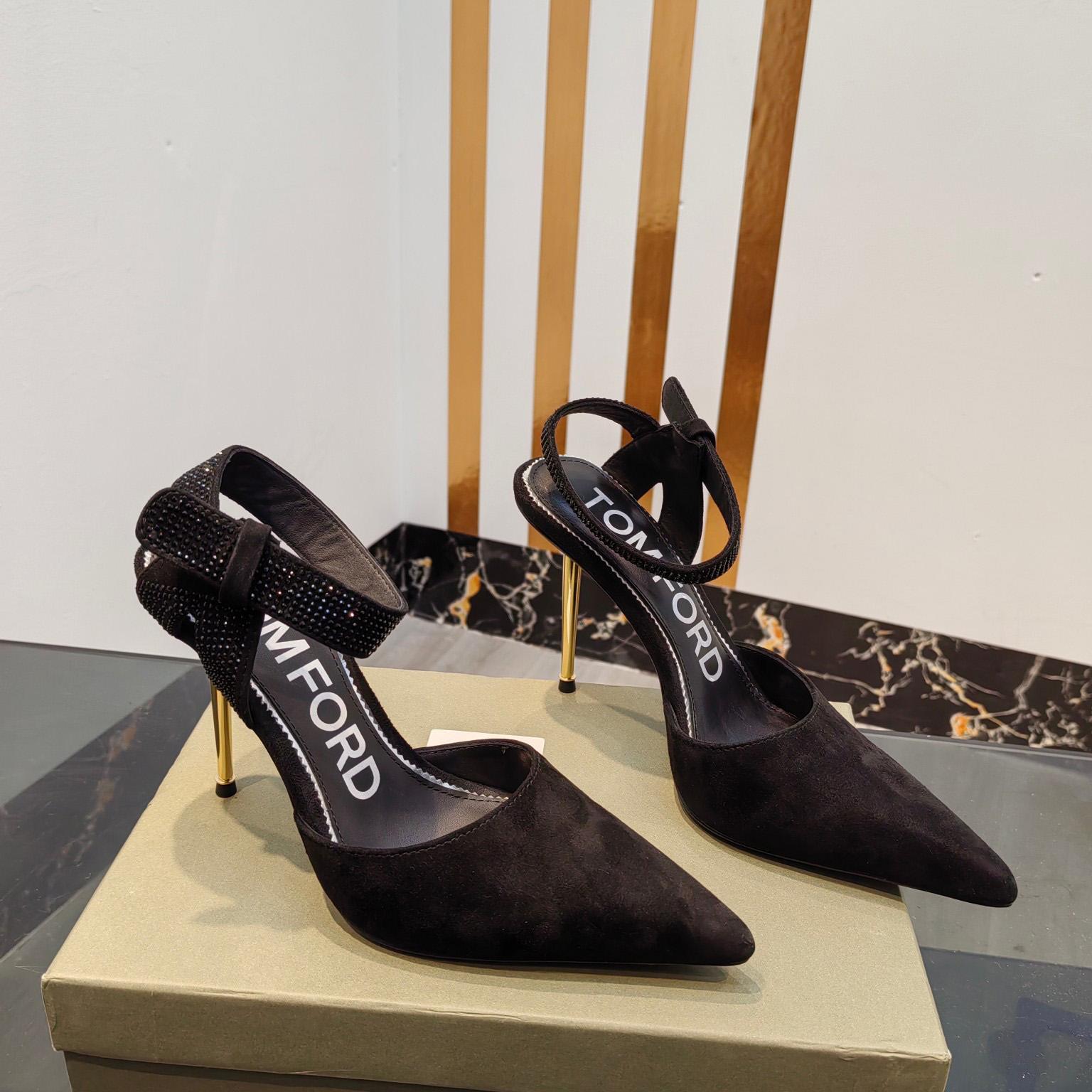 Tom Ford Asymmetric Crystal Ankle Strap Pumps - DopestKickz