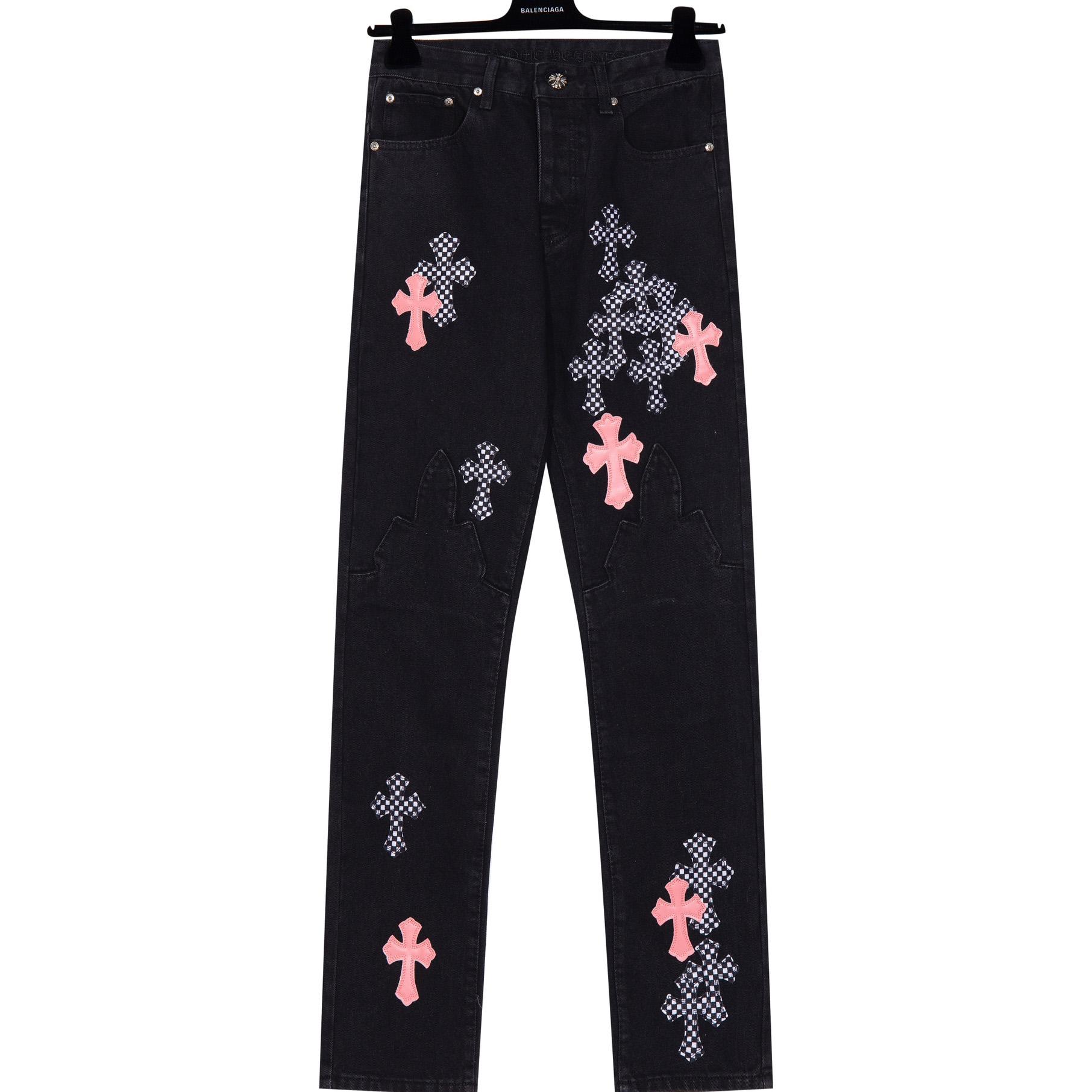 Chrome Heart Cross Patch Denim Jeans - DopestKickz